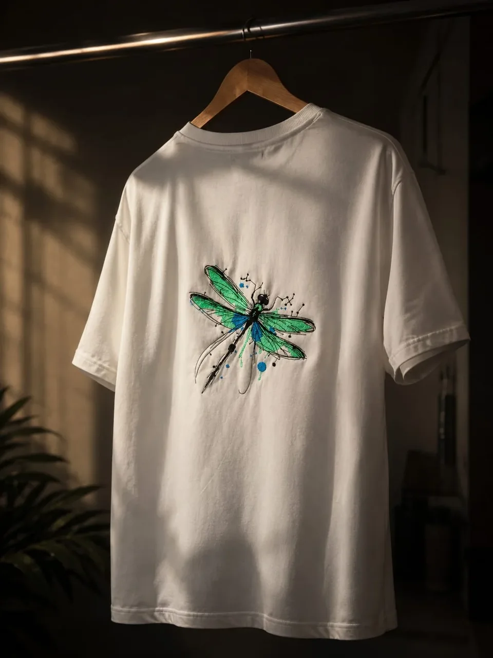 Lunar Flight Down Shoulder Embroidered Tee