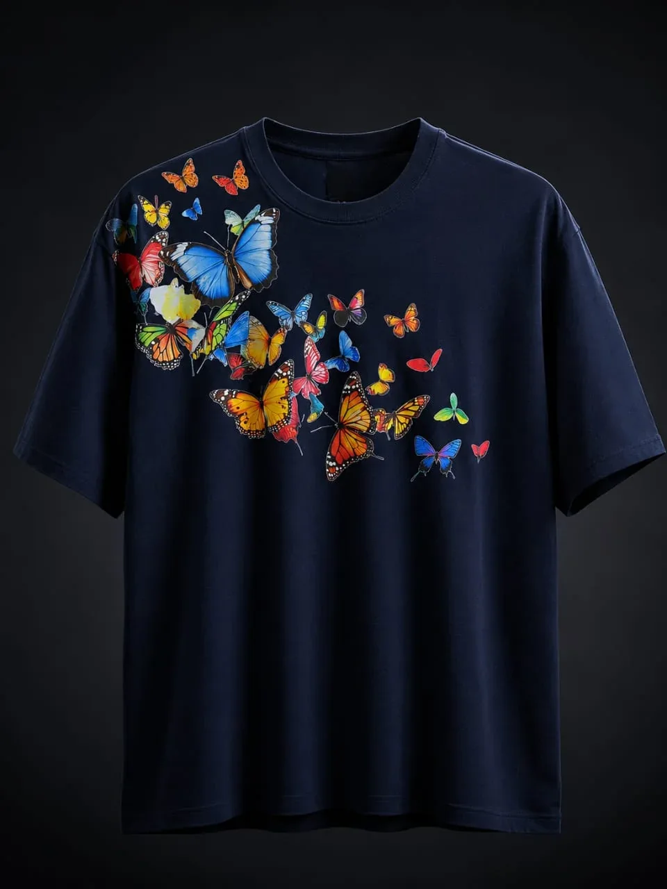 Midnight Butterflies Down shoulder Tee